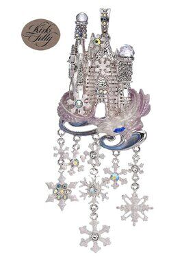 Kirks Folly CRYSTAL PALACE SNOW DRAGON Foldover Pendant sterling silvertone